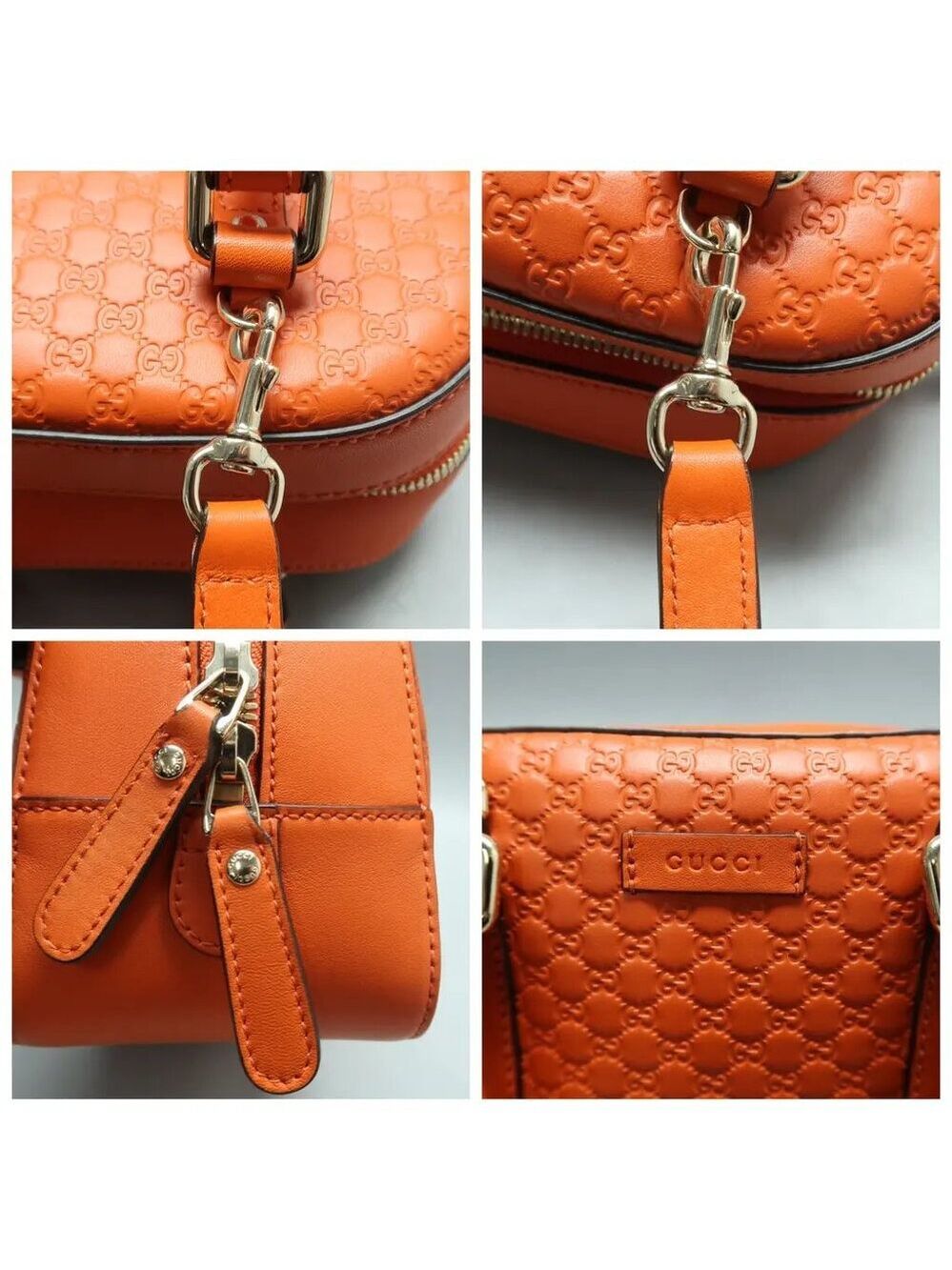 GUCCI Orange Leather Satchel 665-060525 - Picture 7 of 12